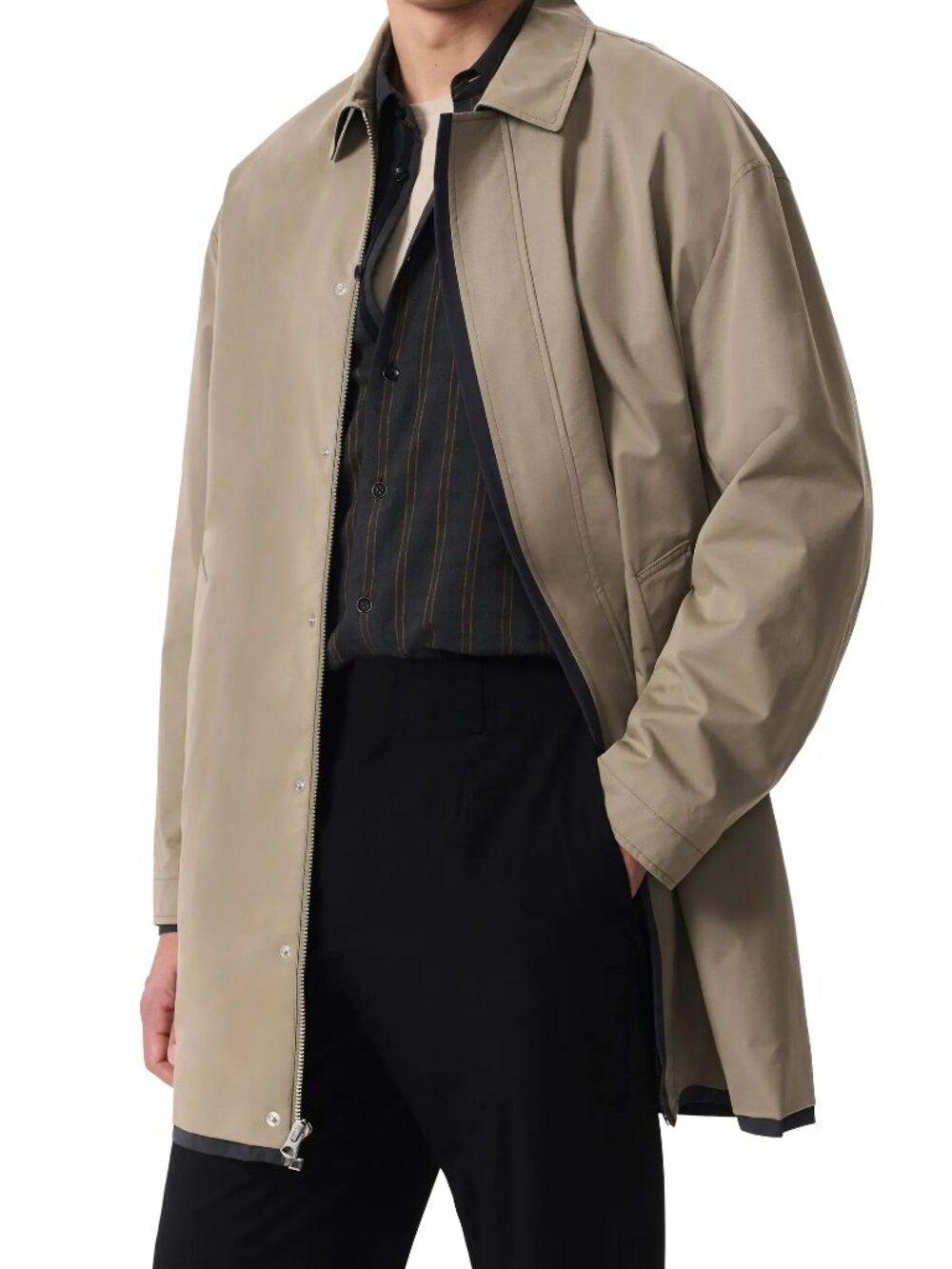 Rag & Bone Thomas Cotton Blend Car Coat in Grey